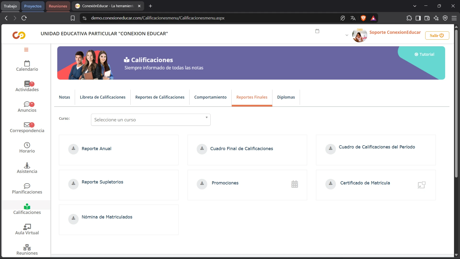 School calendar module with a month grid of scheduled activities.